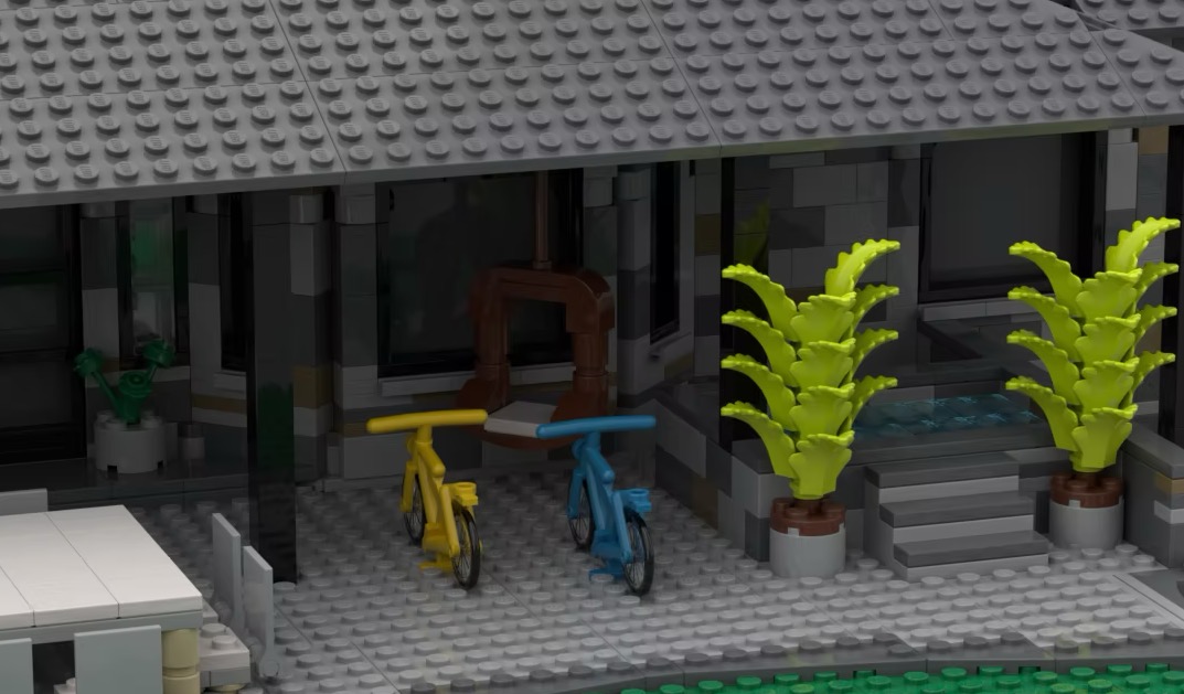 A BrickTucket LEGO® brick model of a Nantucket home.