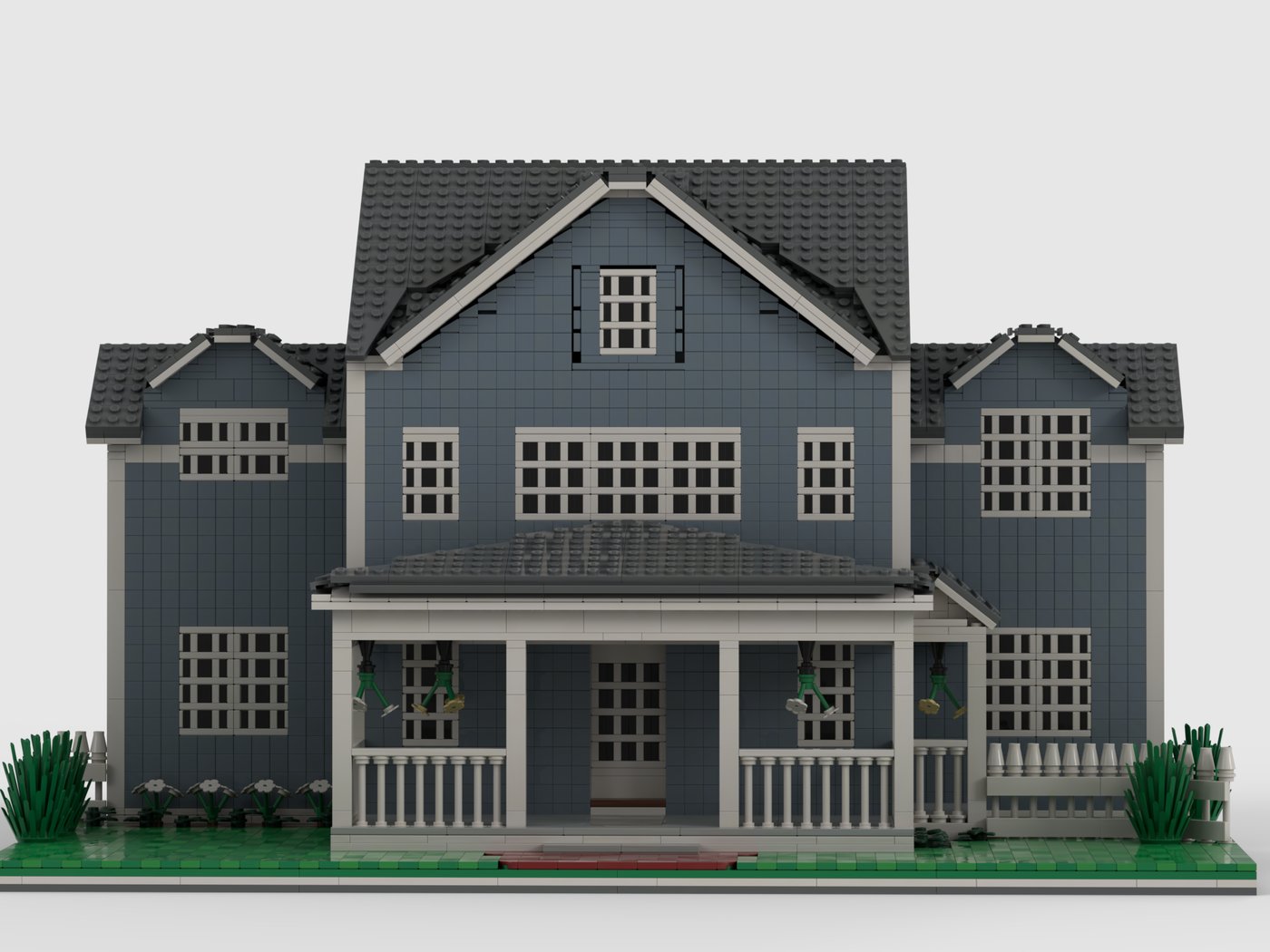 The finished BrickTucket model of the same house, built in LEGO&reg; bricks.