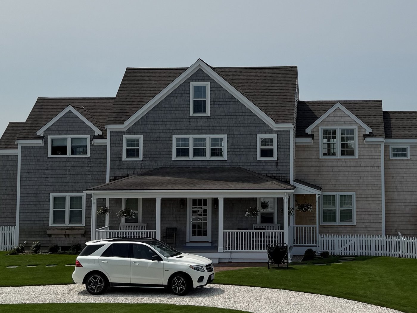 The reference photograph: a shingled house in Tom Nevers, Nantucket, seen from the front.